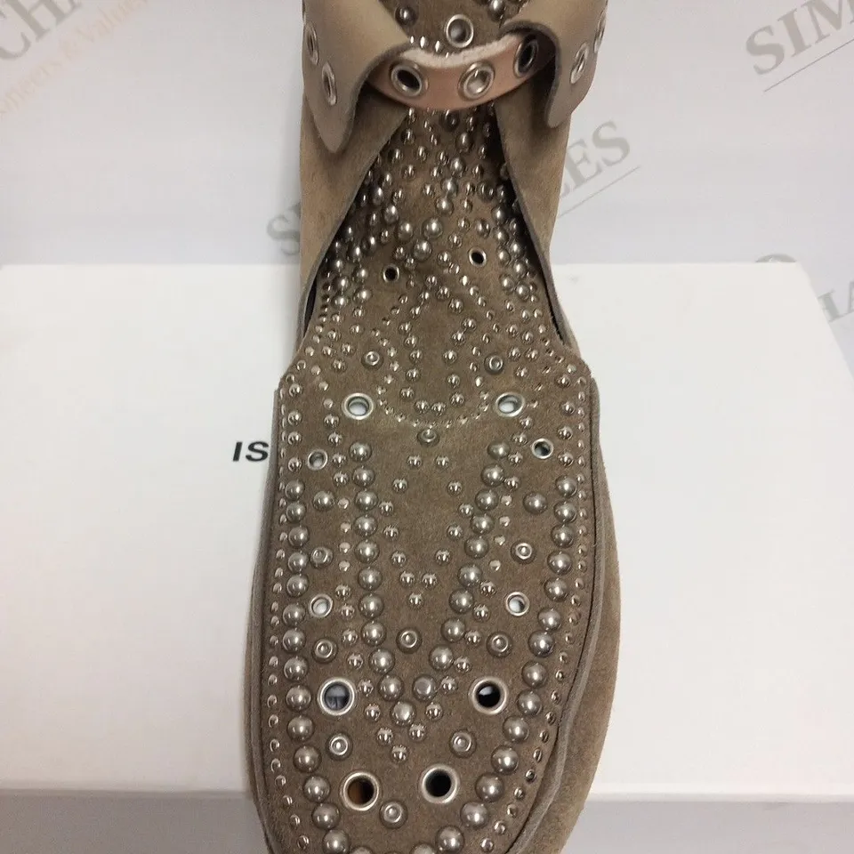 BOXED PAIR OF ISABEL MARANT MORLEY STUDDED SHOES MOLESKIN BROWN SIZE 37
