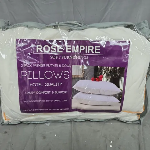 ROSE EMPIRE SOFT FURNISHINGS 2 PACK FEATHER & DOWN PILLOWS – HOTEL QUALITY