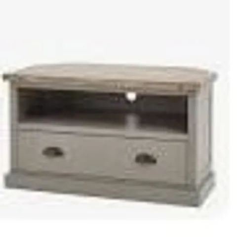 BOXED COMPACT TV STAND - ANCIENT WHITE - LIGHT MOCHA