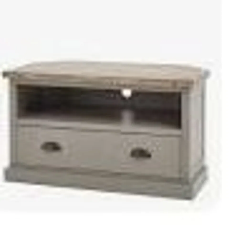 BOXED COMPACT TV STAND - ANCIENT WHITE - LIGHT MOCHA