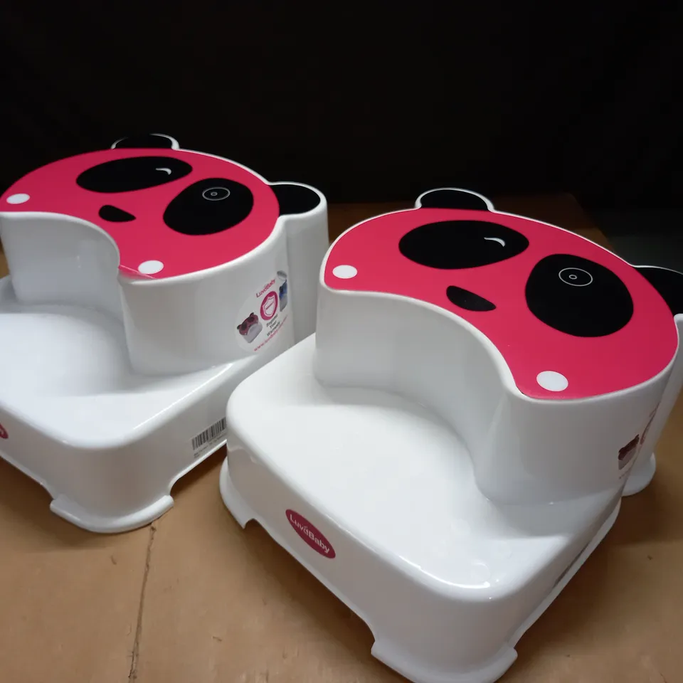 LOT OF 2 LUVDBABY PANDA BABY STEP STOOLS