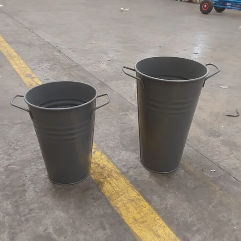 PAIR OF METAL FLORIST BUCKETS 