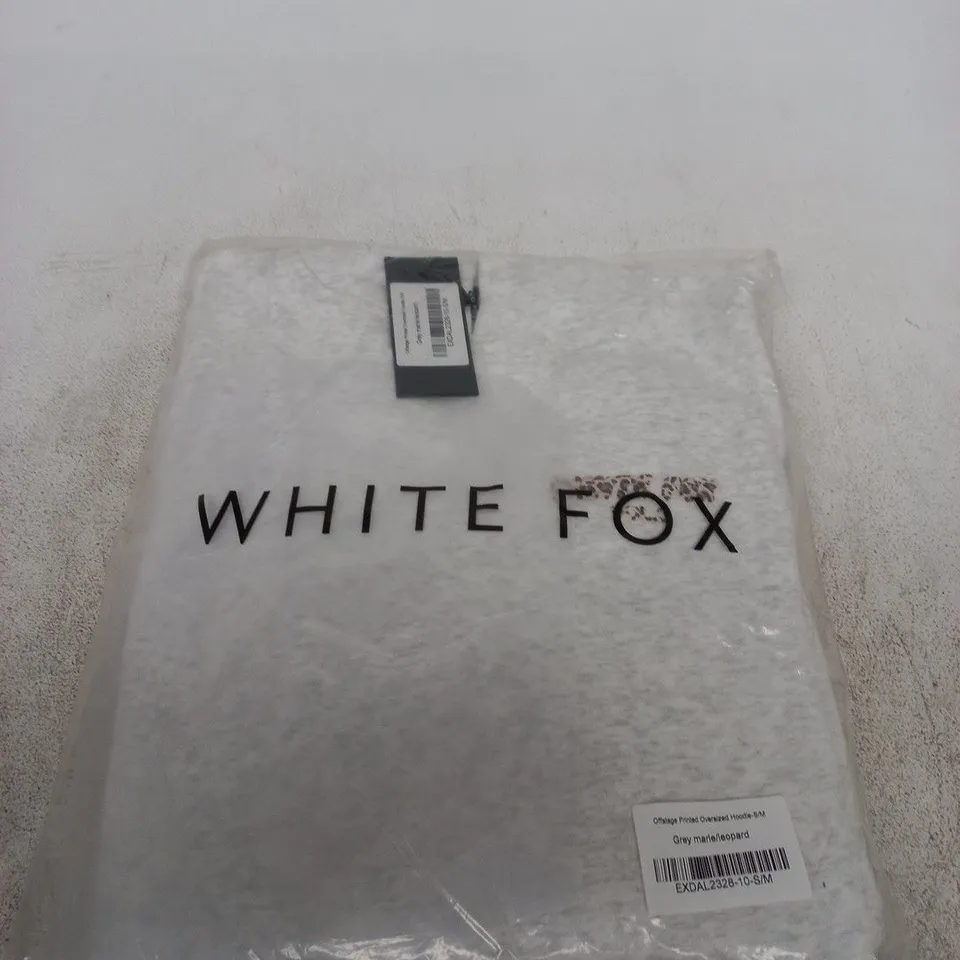 WHITE FOX OFFSTAGE PRINTED OVERSIZED HOODIE S/M – GREY MARBLE/LEOPARD SIZE S/M 