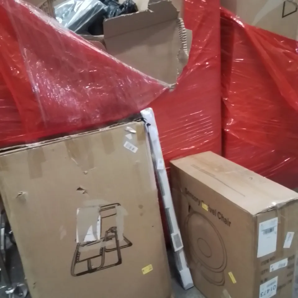 PALLET OF ASSORTED HOUSEHOLD GOODS AND PRODUCTS TO INCLUDE;GRAVITY CHAIR,ROLLER BLIND,SENSORY SWIVEL CHAIR 