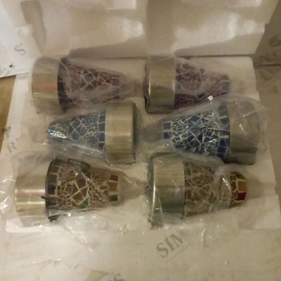 GARDEN REFLECTIONS SET OF 6 MOSAIC SOLAR STAKE LIGHTS