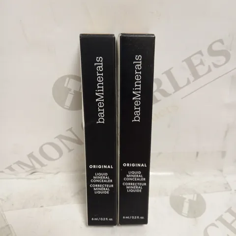 LOT OF 2 ASSORTED BAREMINERALS ORIGINAL LIQUID MINERAL CONCEALER - LIGHT/MEDIUM 2.5W & LIGHT/MEDIUM 2.5N