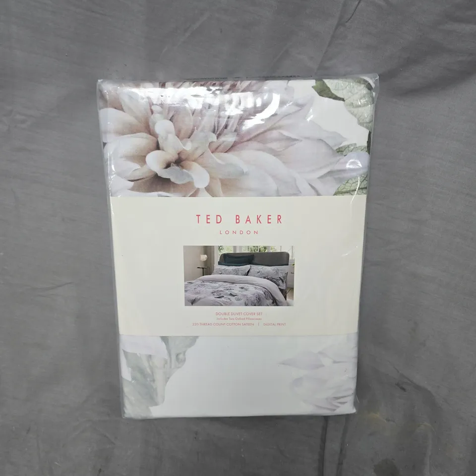 TED BAKER LONDON DOUBLE DUVET COVER SET FLORAL WHITE