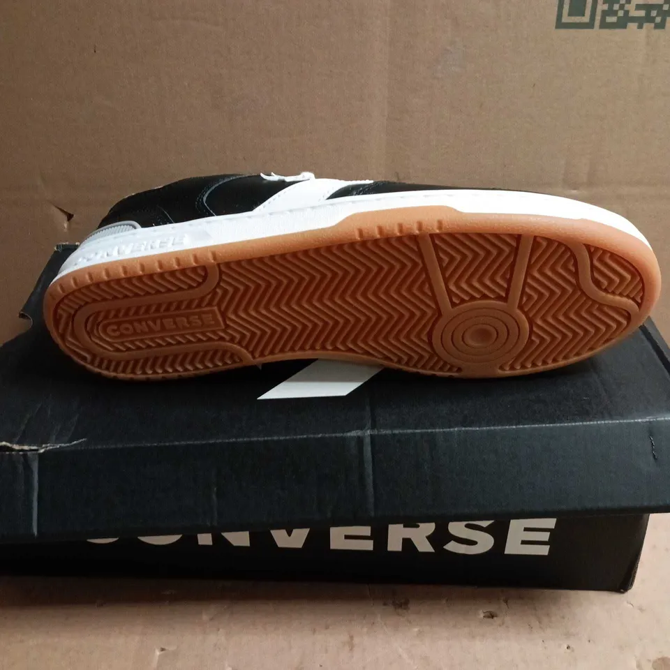 BOXED PAIR OF CONVERSE TRAINERS – BLACK/WHITE LOW-TOP - UK 10 