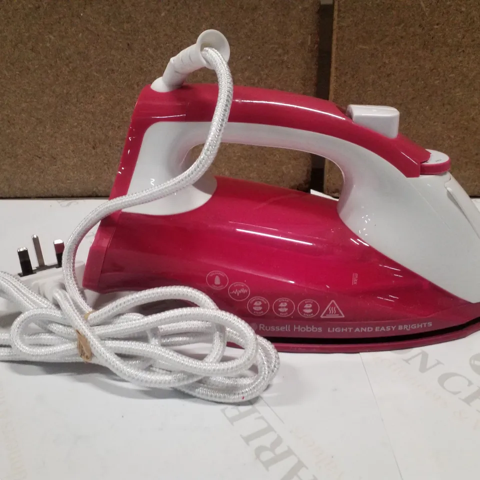 BOXED RUSSELL HOBBS LIGHT & EASY BRIGHTS IRON - BERRY