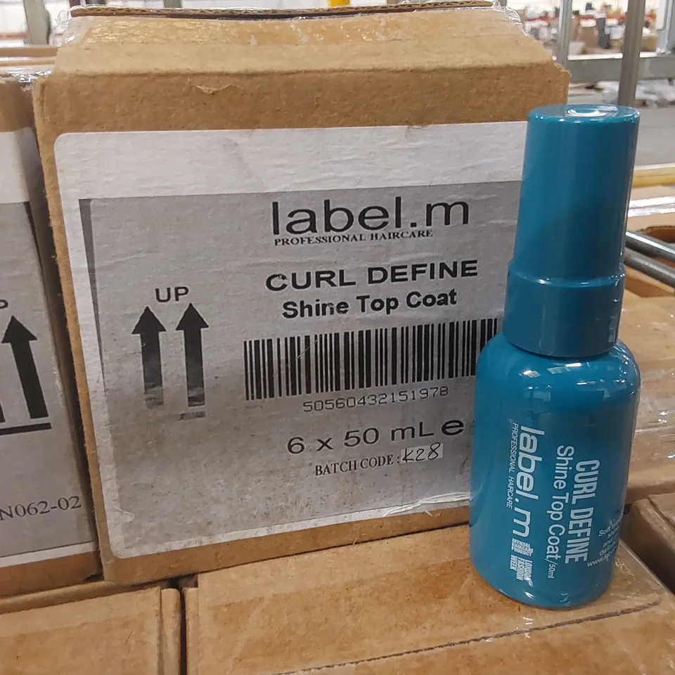 CAGE TO CONTAIN APPROX 385 X BOXES OF LABEL.M CURL DEFINE SHINE TOP COAT - 6 X 50ml PER BOX // CAGE NOT INCLUDED 