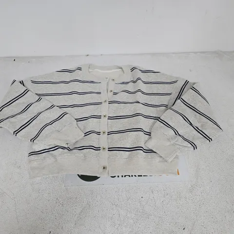 ABERCROMBIE & FITCH STRIPED CARDIGAN - M