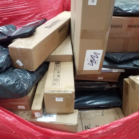 PALLET CONTAINING ASSORTED PRODUCTS INCLUDING FIRE BOWL, TOILET RISER, 3 BAR LED STRETCHER & WALL MOUNTED TV WALL MOUNT