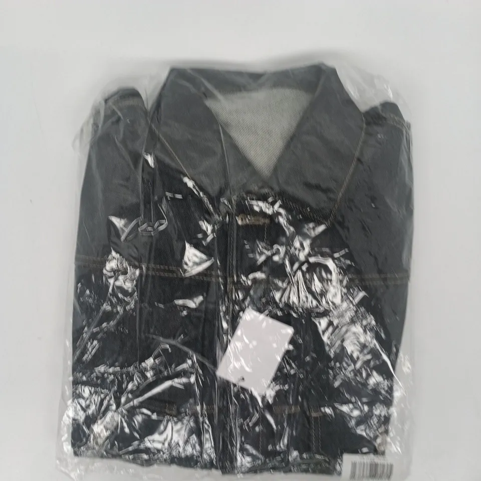 BAGGED NO SAUCE RAW DENIM JACKET IN DARK BLUE SIZE LARGE