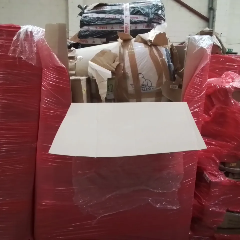 PALLET CONTAINING ASSORTED PRODUCTS INCLUDING: GAMING PC CASE, AIR COOLER, PET GROOMING KIT, MATTRESS, MATTRESS TOPPER, FLOOR MIRROR, BICYCLE ECT