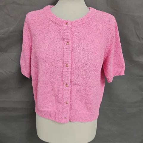 VILA VICILLA V-NECK CARDIGAN IN BUBBLEGUM SIZE L