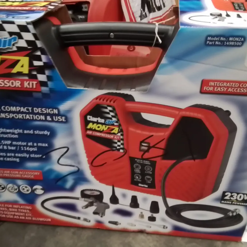 BOXED CLARKE MONZA 6.35CFM 1.5HP PORTABLE OIL FREE AIR COMPRESSOR