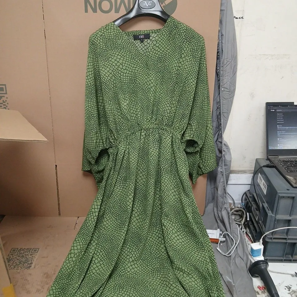 BOX OF APPROXIMATELY 30 RIRI WOMEN'S GREEN REPTILE-PRINT DRESS IN VARIOUS SIZE - COLLECTION ONLY 
