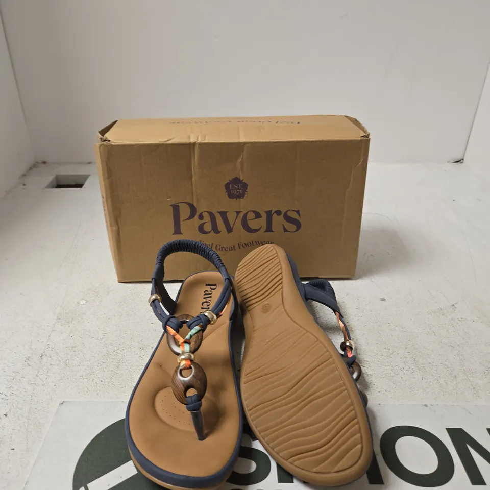 PAVERS WOMEN'S NAVY BLUE SANDALS – STRAPPY BEADED DESIGN (BOXED) - UK 5 