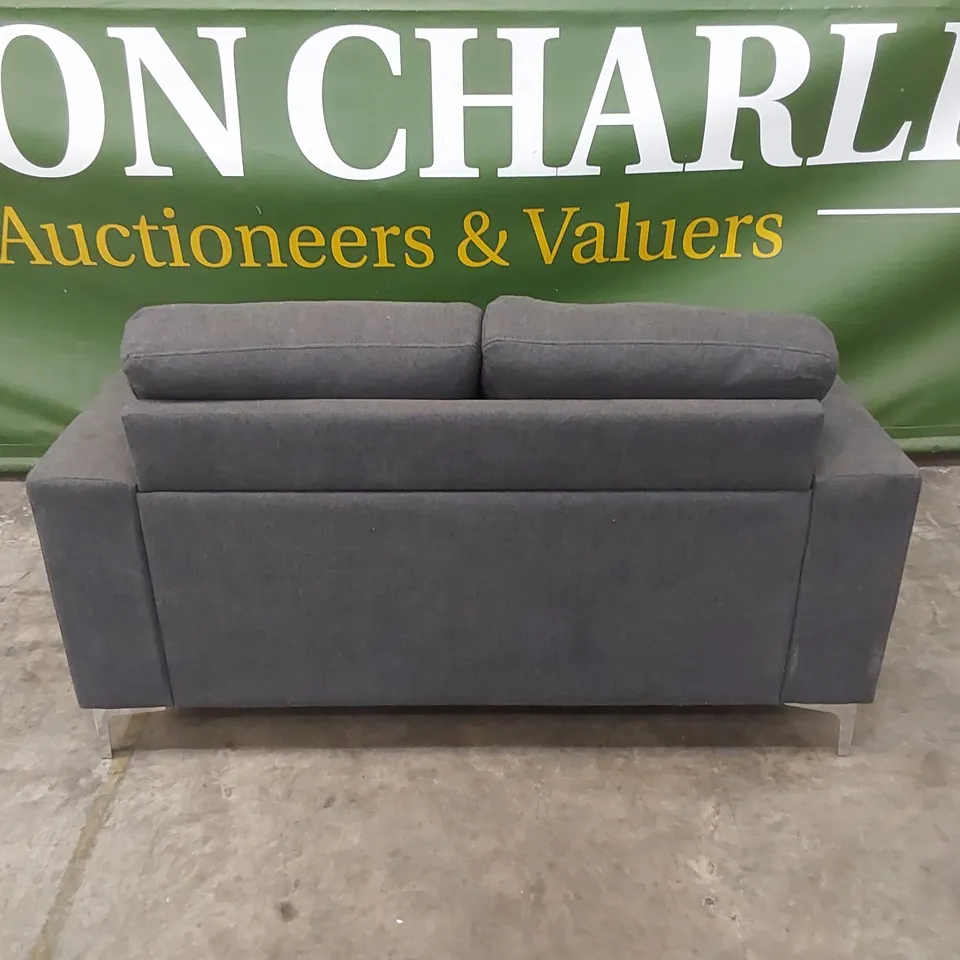 BALTIMORE SLATE GREY PLUSH FABRIC 2 SEATER SOFA 