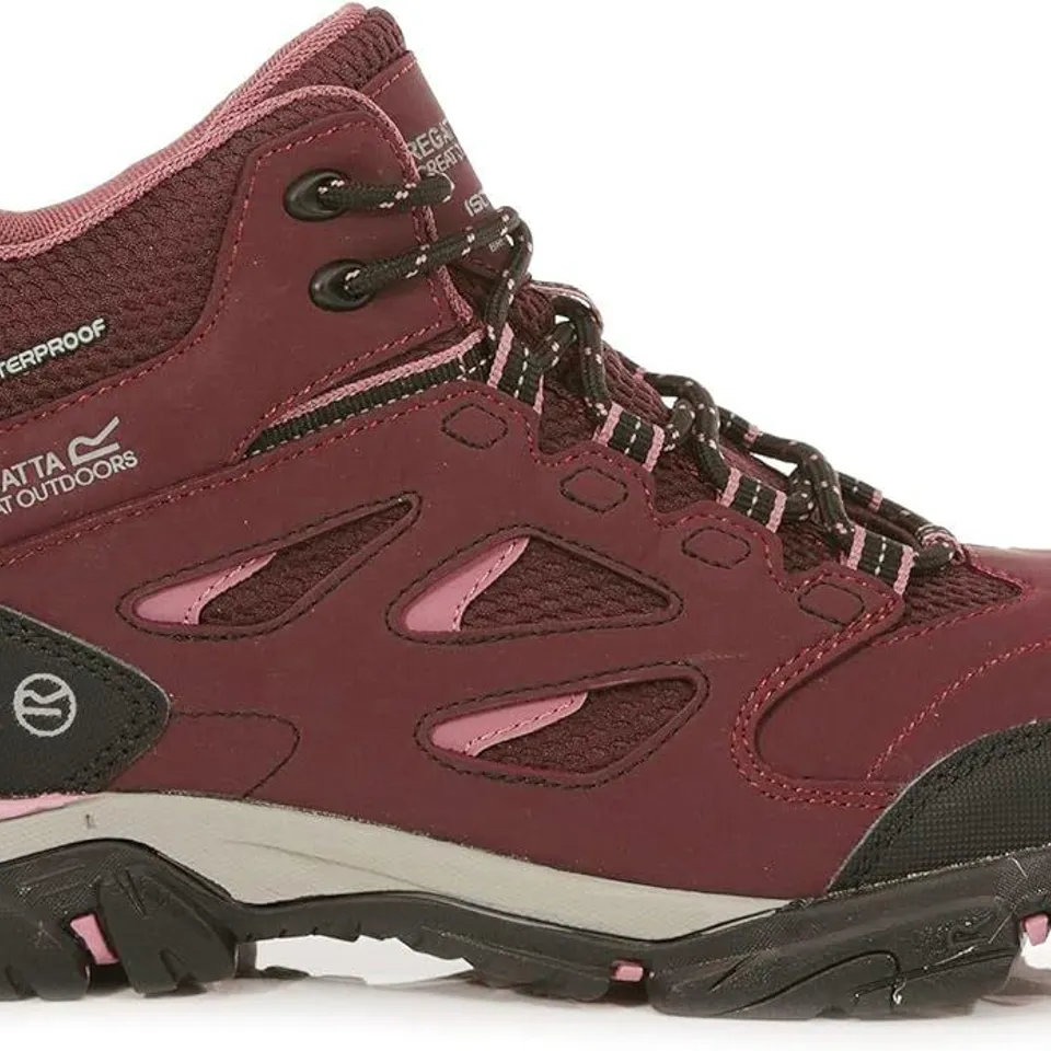 BRAND NEW REGATTA LADY HOLCOMBE IEP MID WALKING BOOTS IN DARK BURGUNDY/BLACK - UK 5