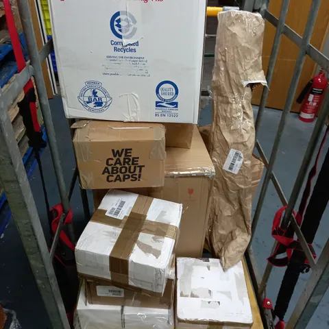CAGE OF APPROXIMATELY 10 ASSORTED ITEMS TO INCLUDE - G45 LIGHTS , OUTLET BELL AND HOWELL FAN , SOLAR STAR LIGHT , ETC