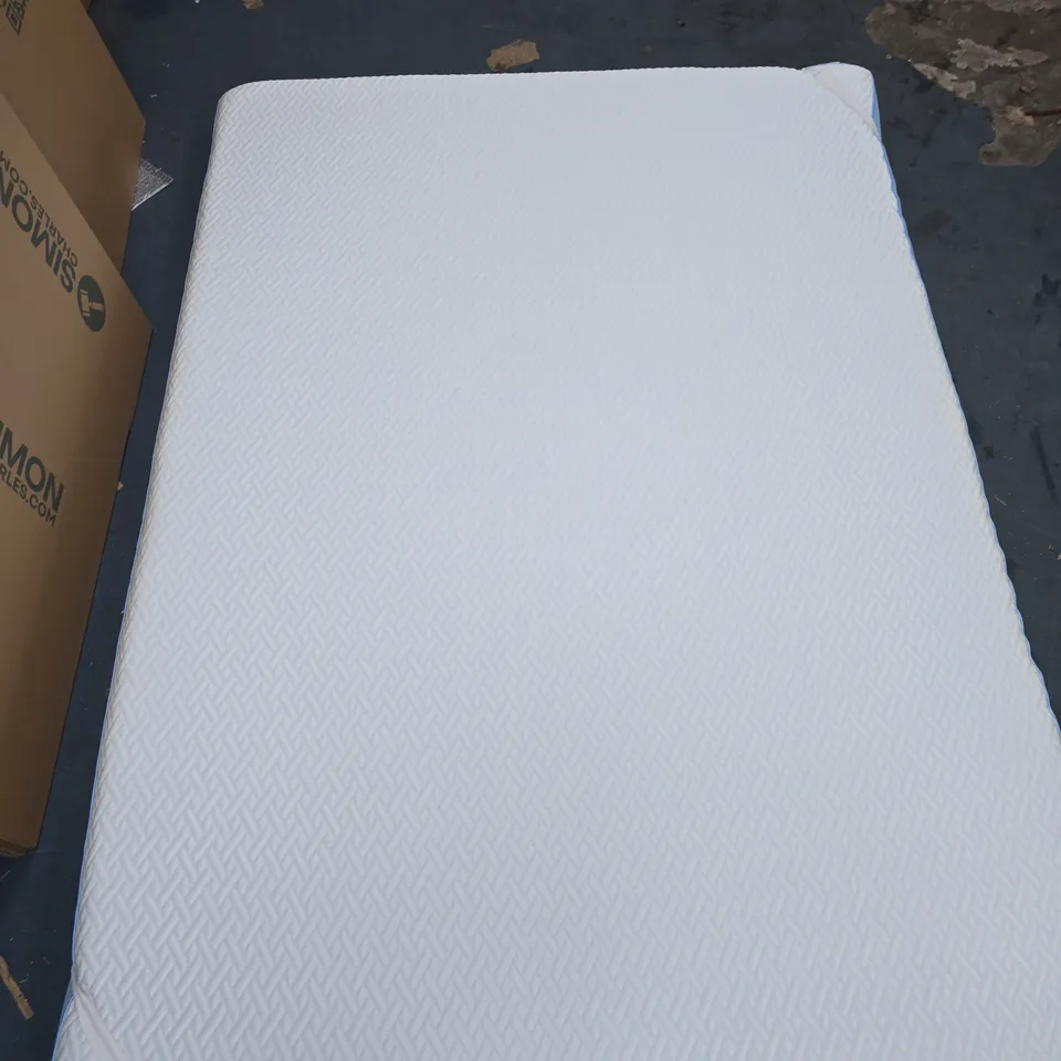 WHITE QUILTED FOAM MATTRESS TOPPER WITH BLUE PIPING – (VERIFY MODEL)