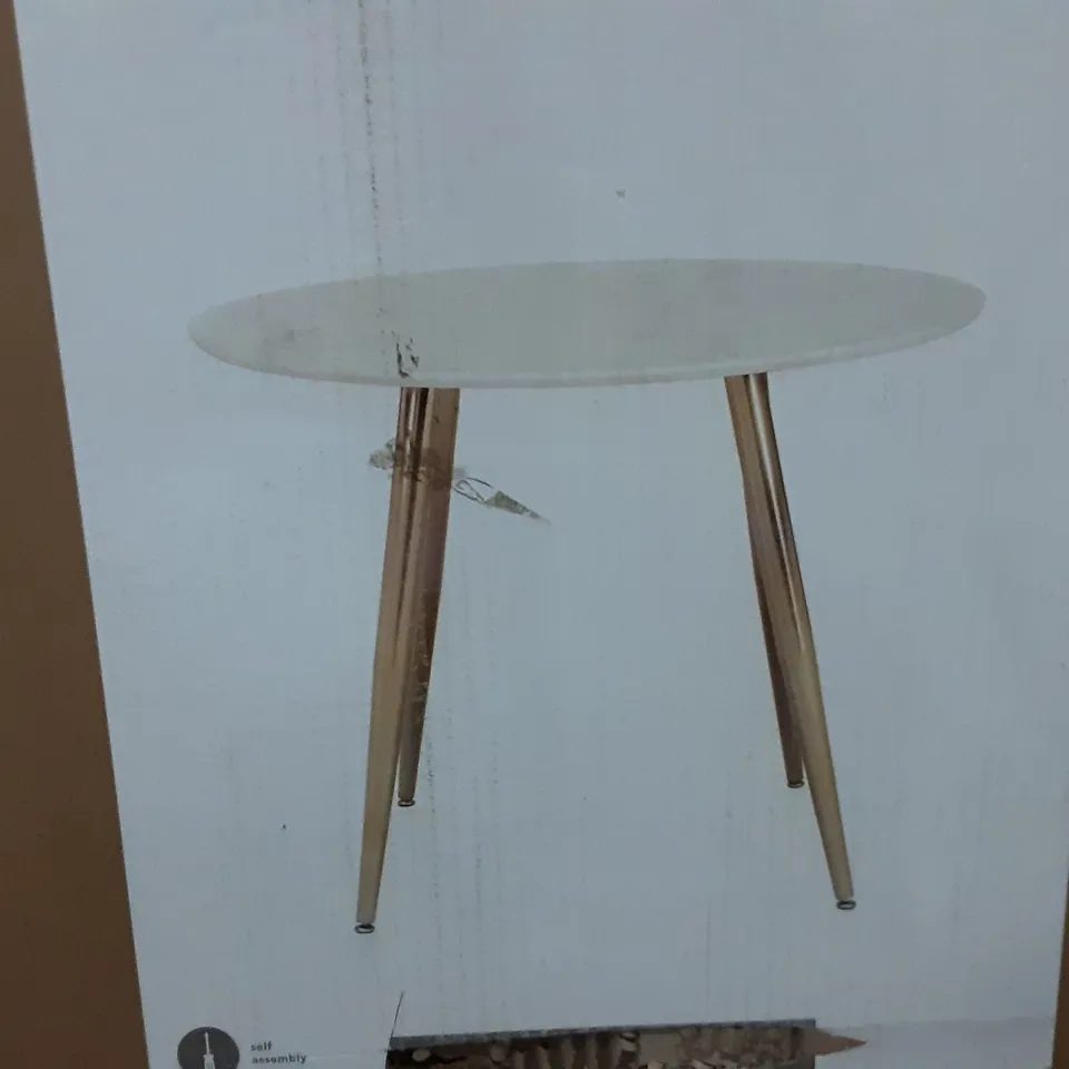 BOXED KENDAL DINING TABLE IN MARBLE EFFECT - H75 X W100 X D100CM 
