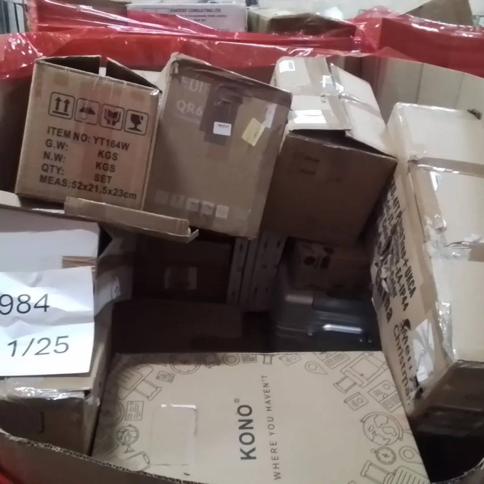 PALLET OF ASSORTED HOUSEHOLD GOODS AND PRODUCTS TO INCLUDE;INFLATABLE GYMNASTICS MAT,BACKPACK,SLOW JUICER