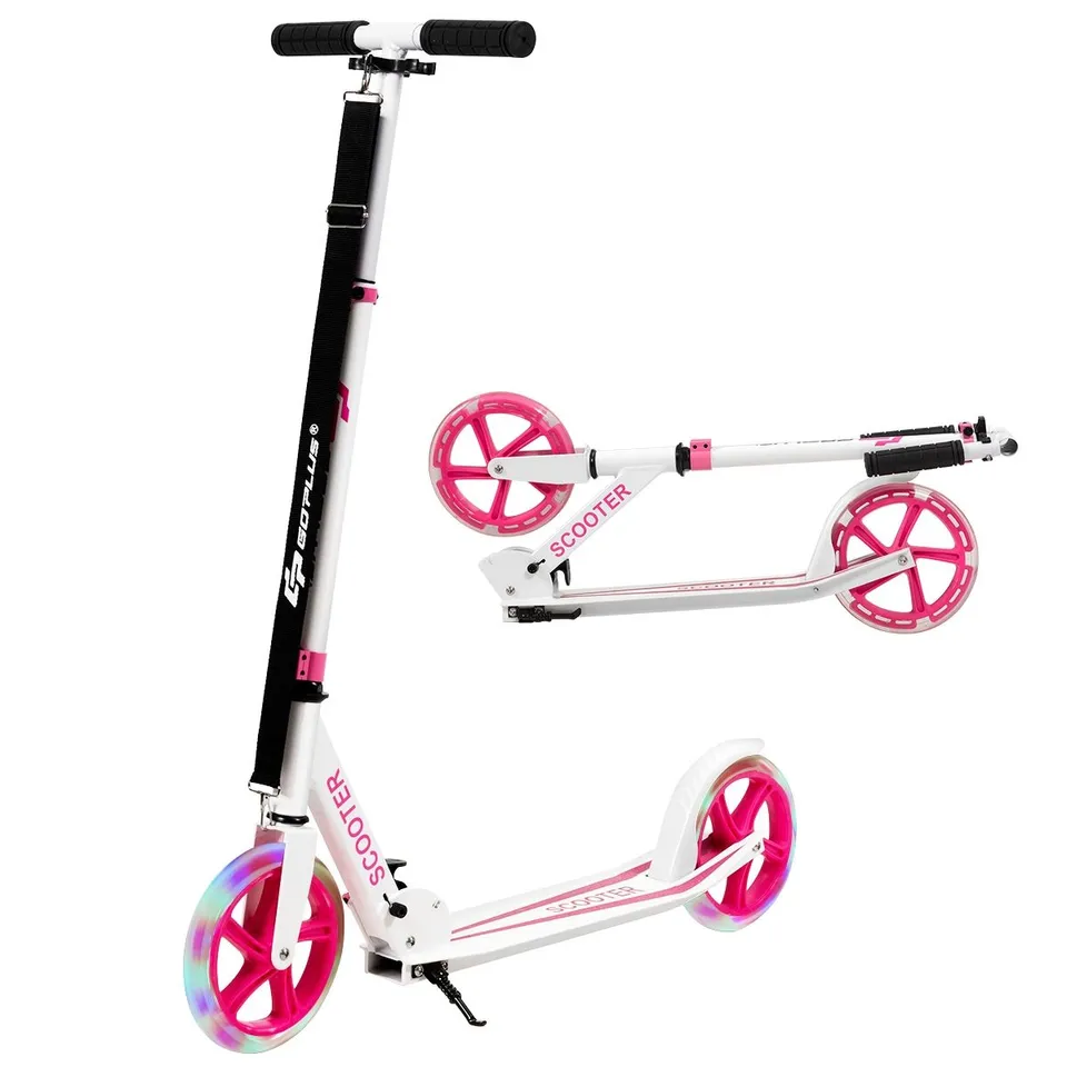 BOXED CHILDREN'S SCOOTER WITH ALUMINUM PLATFORM, 3-POSITION ADJUSTABLE HANDLEBAR AND STRAP FOR CHILDREN OVER 10 YEARS OLD - PINK