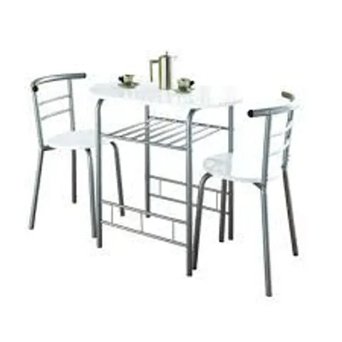 BOXED LITHIUM DINING SET WITH 2 CHAIRS - WHITE (1 BOX)