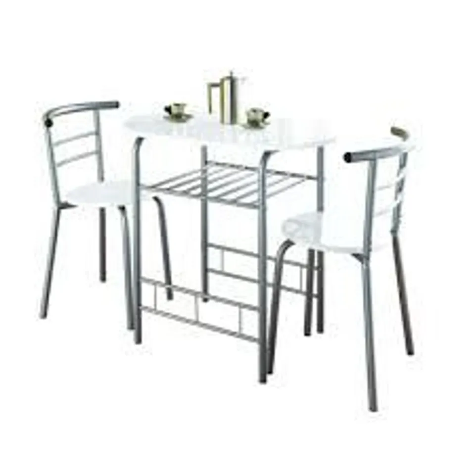 BOXED LITHIUM DINING SET WITH 2 CHAIRS - WHITE (1 BOX)