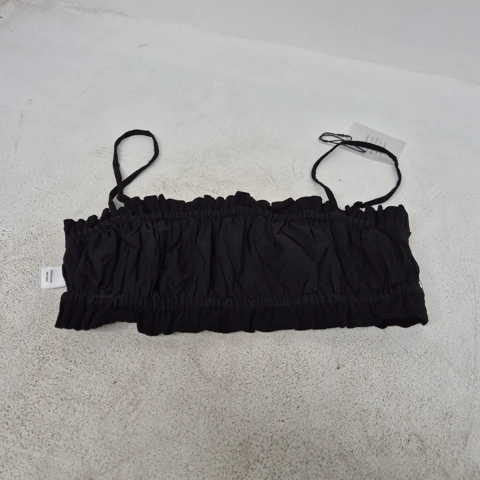MORE TO COME BLACK RUCHED BANDEAU TOP – SIZE S