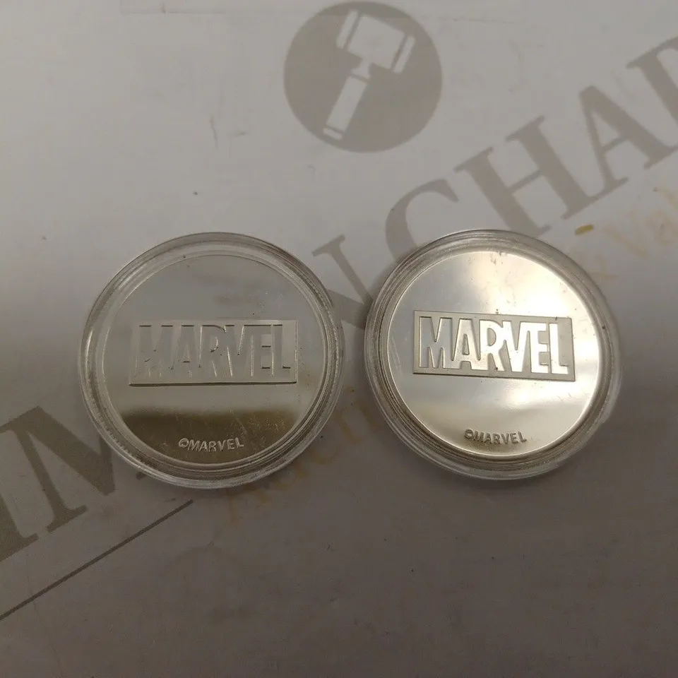 TWO MARVEL COLLECTABLE COINS INCLUDING THE WASP AND THOR
