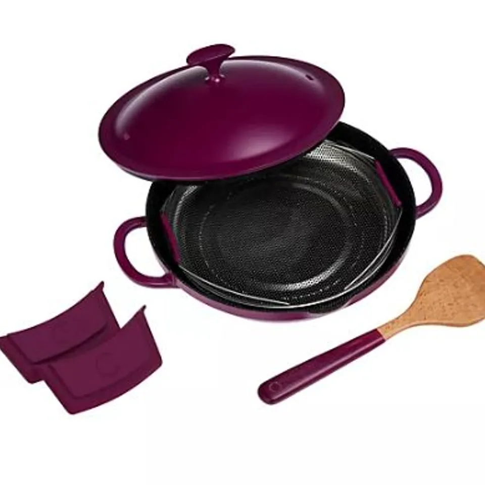 CURTIS STONE 3L ALL DAY CHEF'S PAN WITH SILICONE HANDLE COVERS PLUM