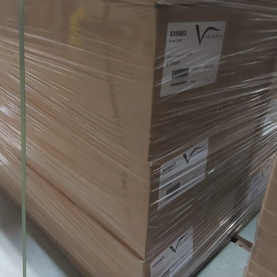 PALLET CONTAINING A LARGE QUANTITY OF ASSORTED BATHROOM FURNITURE PARTS INCLUDING: VELDEAU VANITY CARCASSES ECT