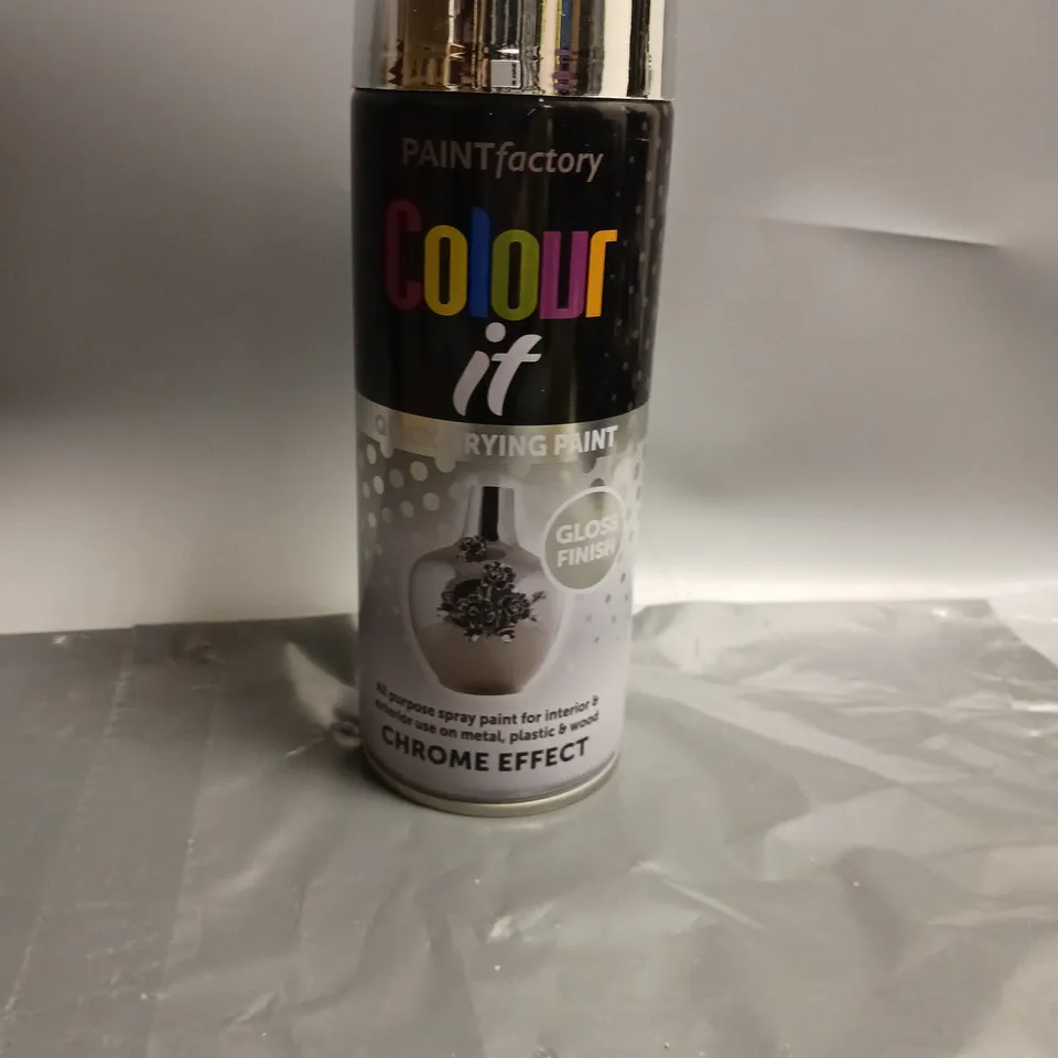 LOT OF 12 PAINT FACTORY COLOUR IT QUICK DRYING SPRAT PAINT CHROME EFFECT 400ML PER CAN