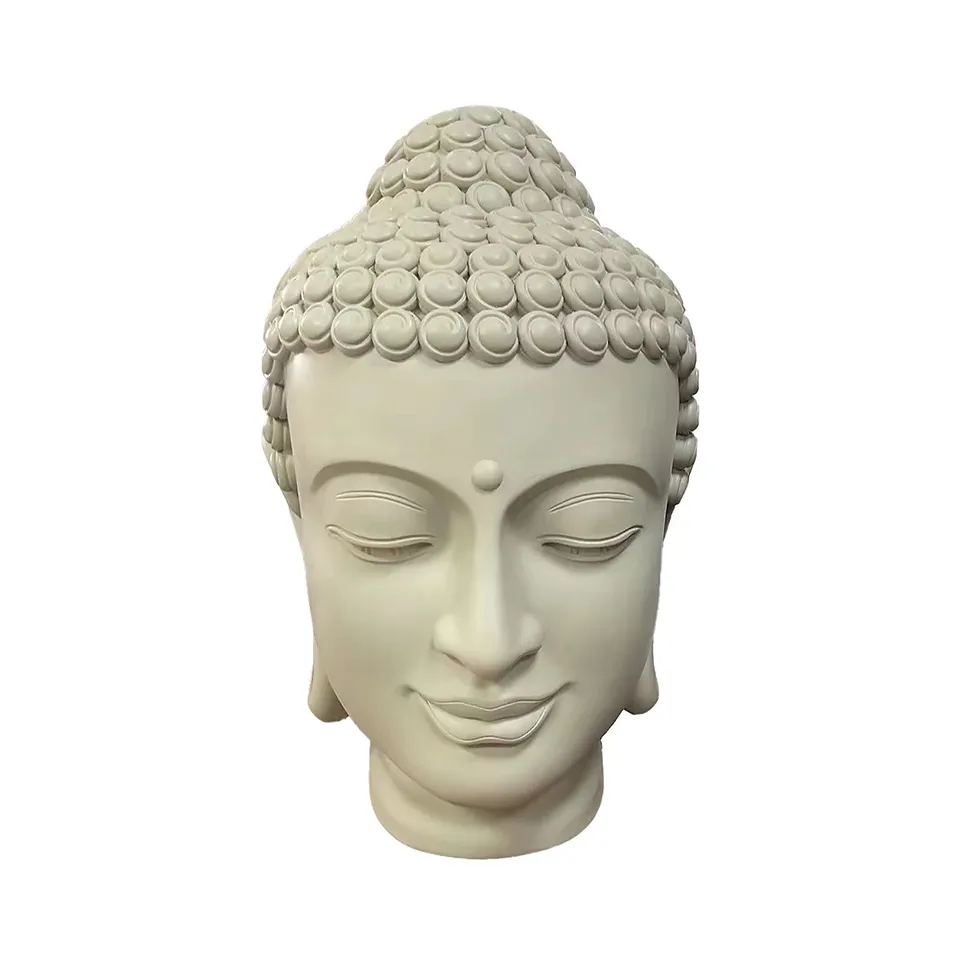 K BY KELLY HOPPEN OUTDOOR LARGE BUDDHA HEAD STATUE IN LIGHT TAUPE