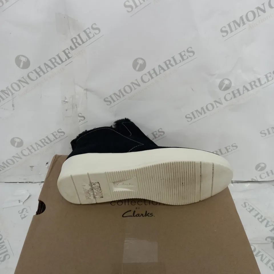 CLANKS LAYTON STAR BLACK SUEDE - SIZE 7 - BOXED 
