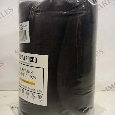 OLIVIA ROCCO SOFT TOUCH FLANNEL THROW IN BLACK