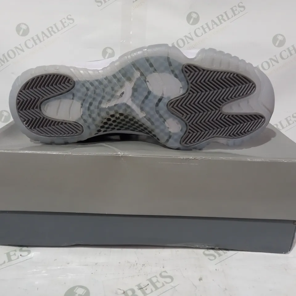 BOXED PAIR OF NIKE AIR JORDAN 11 RETRO SHOES IN GREY UK SIZE 9.5