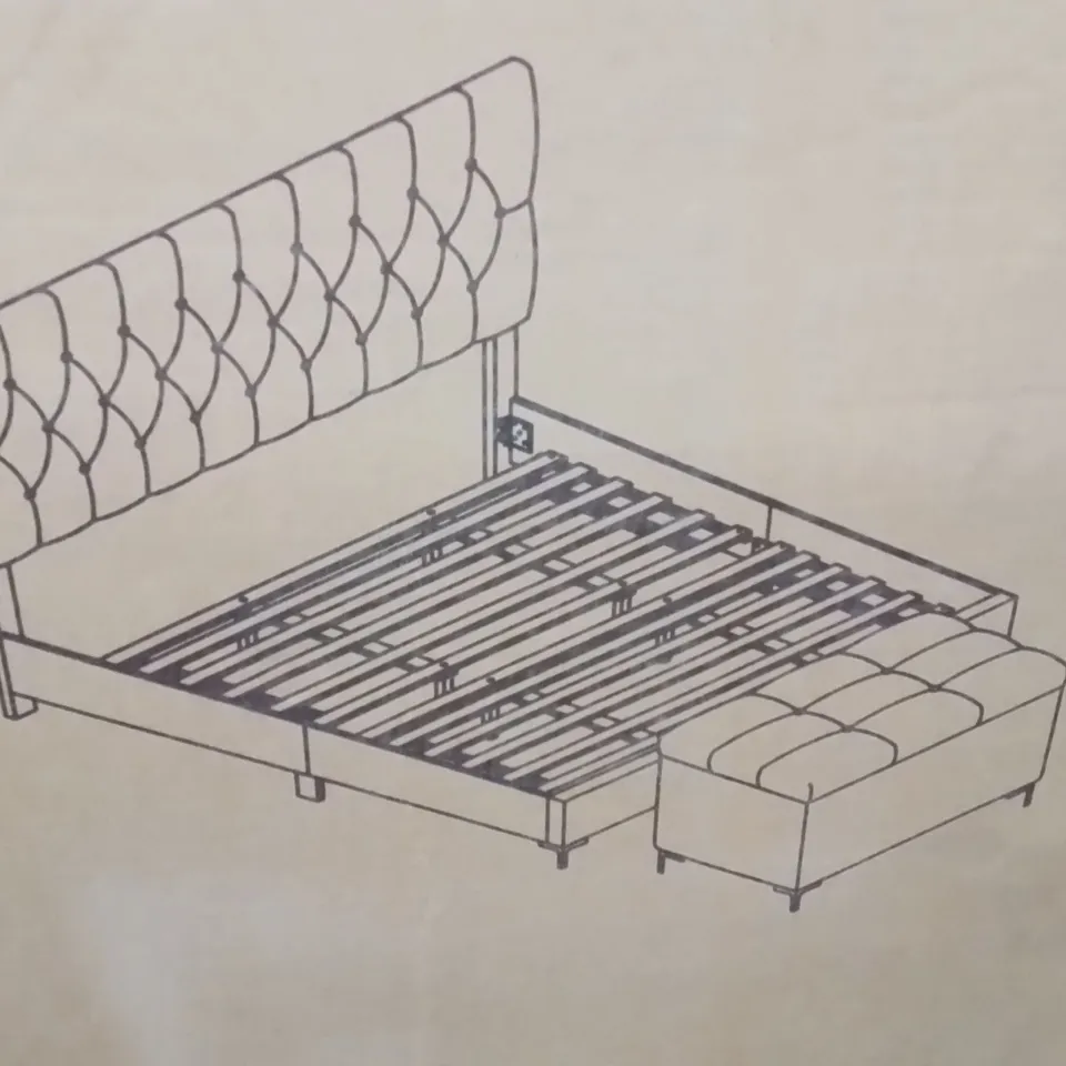 BRAND NEW SUPER KING PLATFORM BED WITH STORAGE BENCH  -DARK GREY-
