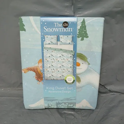 THE SNOWMAN REVERSIBLE DUVET SET IN BLUE KING SIZE