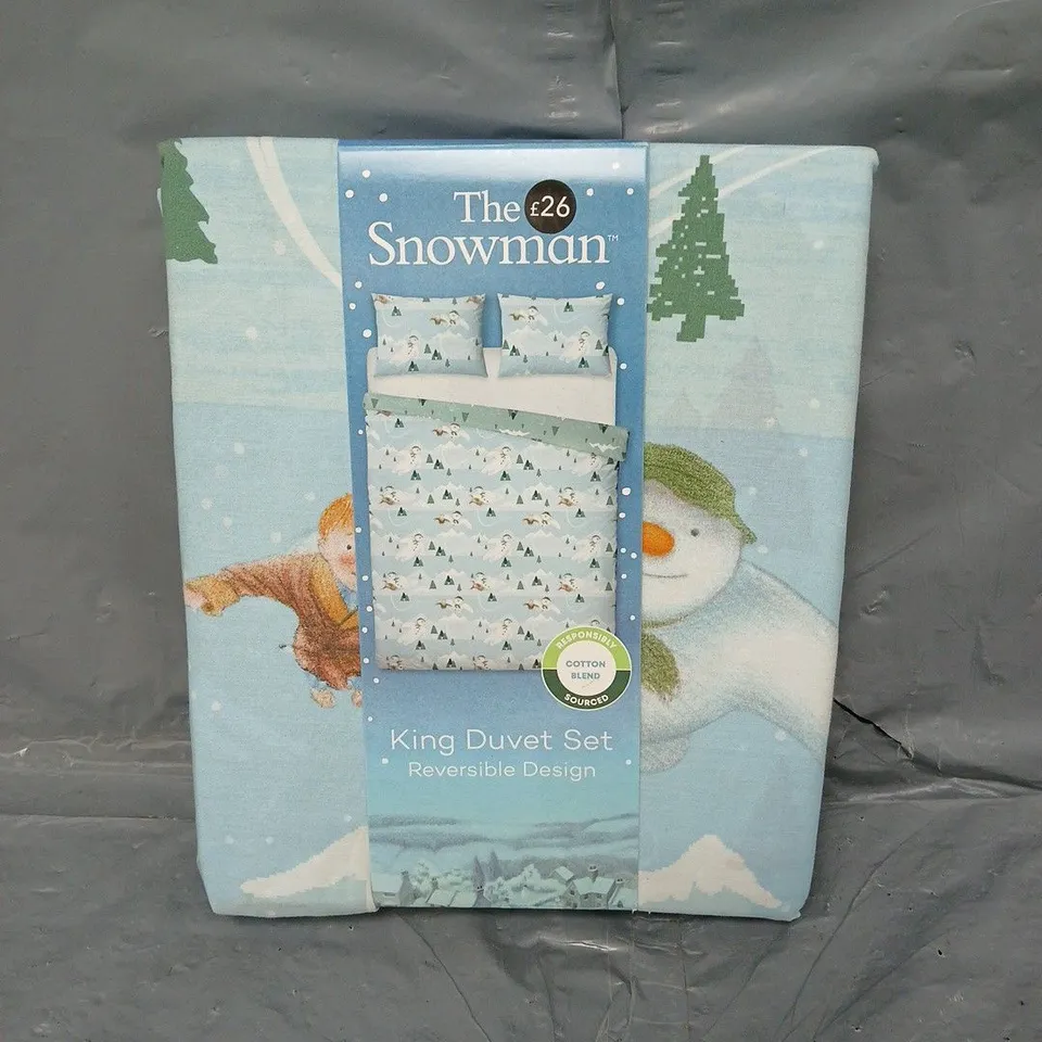 THE SNOWMAN REVERSIBLE DUVET SET IN BLUE KING SIZE