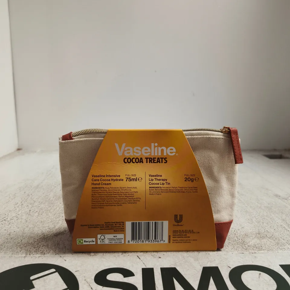 VASELINE COCOA TREATS GIFT SET – HAND CREAM & LIP THERAPY IN CANVAS POUCH