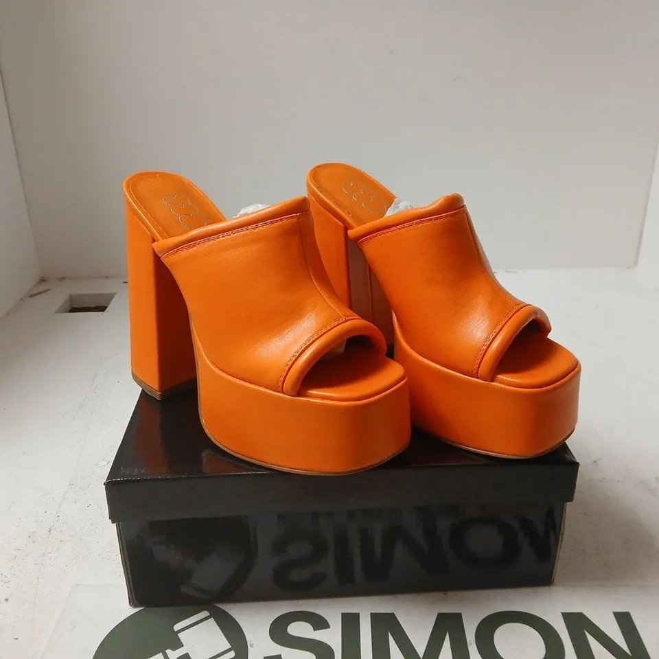 WOMEN'S ORANGE PLATFORM SANDALS WITH BLOCK HEEL – OPEN TOE UK 5