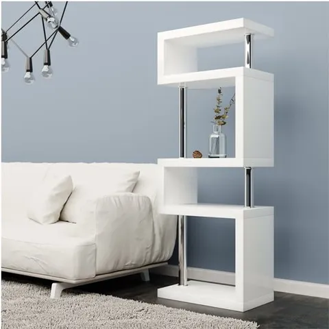 BOXED MIAMI WHITE SLIM SHELVING UNIT IN HIGH GLOSS (1 BOX)