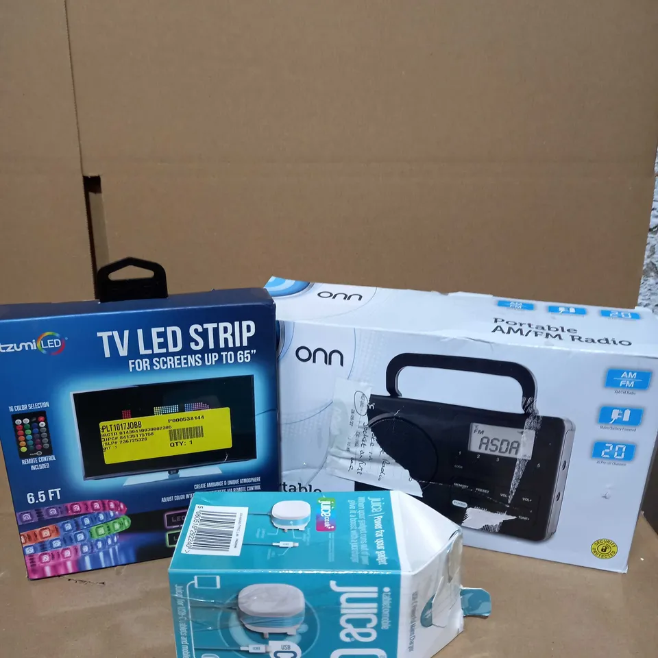 LOT OF APPROXIMATELY 20 ASSORTED ELECTRICAL ITEMS TO INCLUDE ONE FOR ALL , TZUMI  , ONN ECT