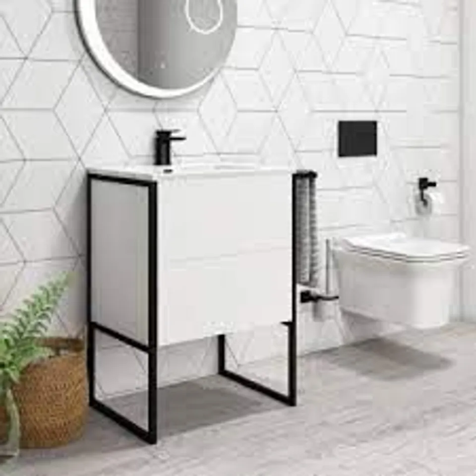 BOXED NERO 600MM VANITY UNIT MATT WHITE 