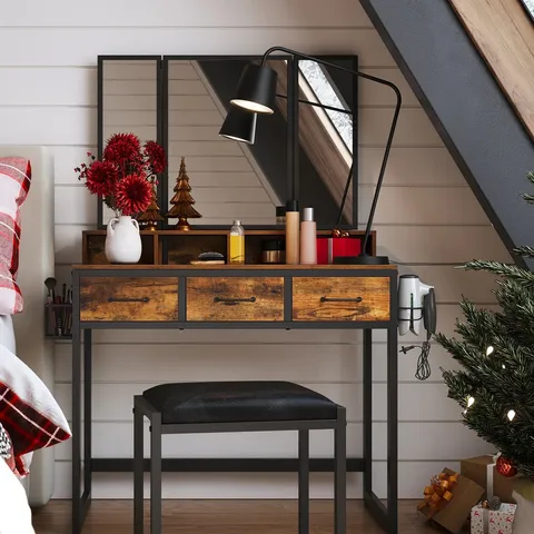 BOXED HANS DRESSING TABLE SET WITH MIRROR 
