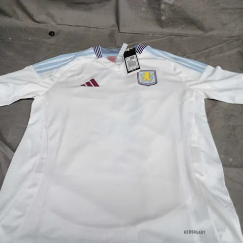 ASTON VILLA FOOTBALL SHIRT – CHARLIE 8, ADIDAS AEROREADY – WHITE SIZE M 